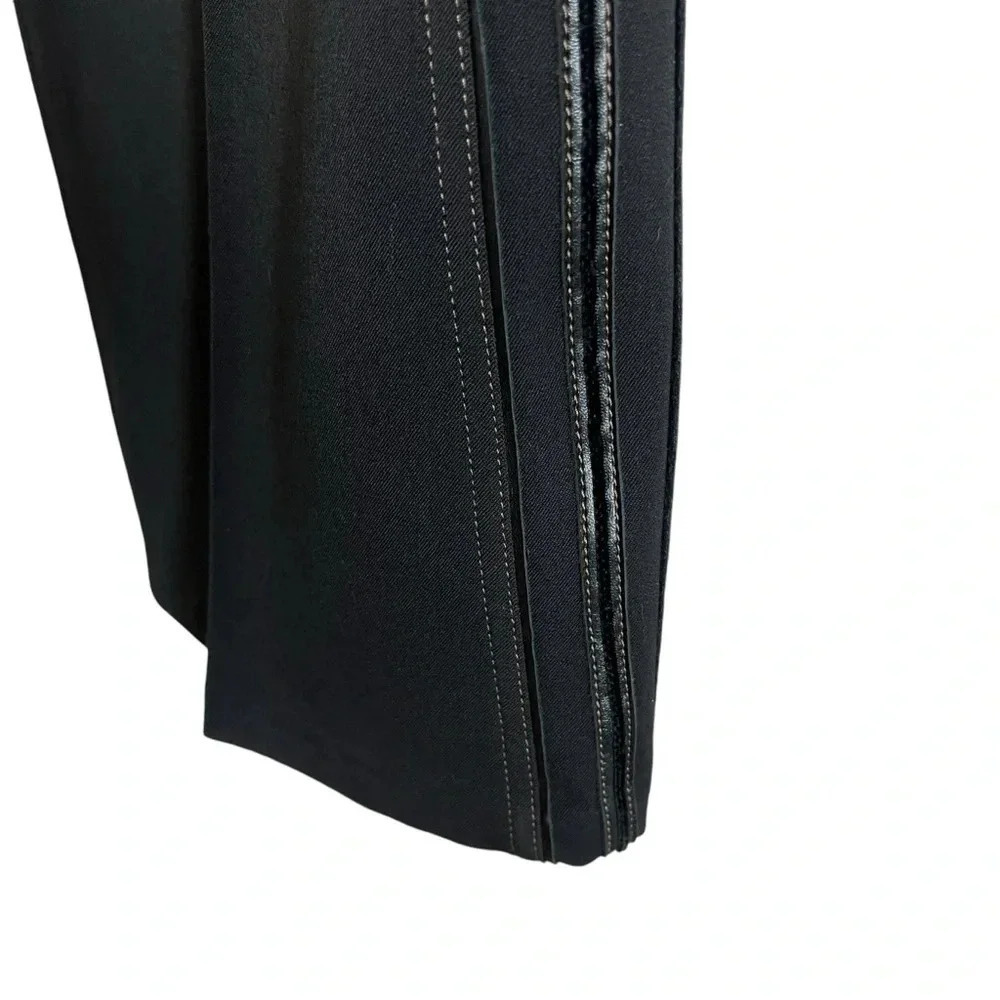 RADZOLI Wide Leg Black Trousers Top Stitch Leather-like Trim Accents Size 8 NWT - Picture 6 of 13